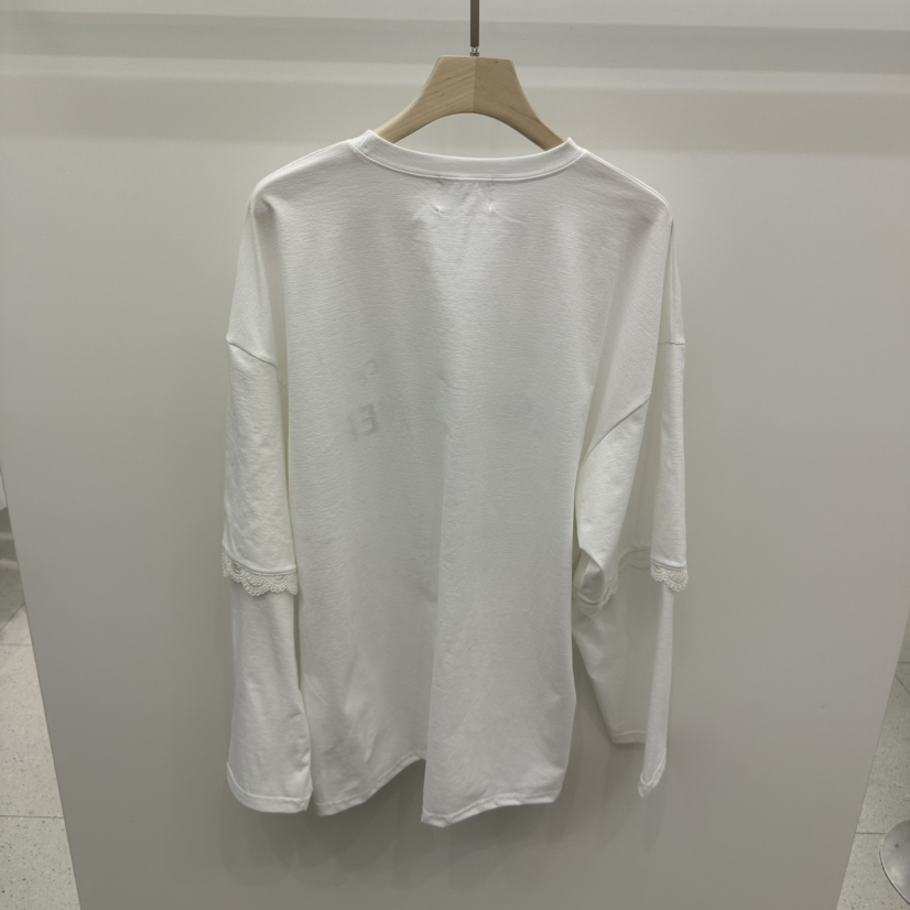 NYLON韓國㊣直郵東大門代購女裝新品熱賣人氣休閑長袖T恤蕾絲NYLON長袖T恤