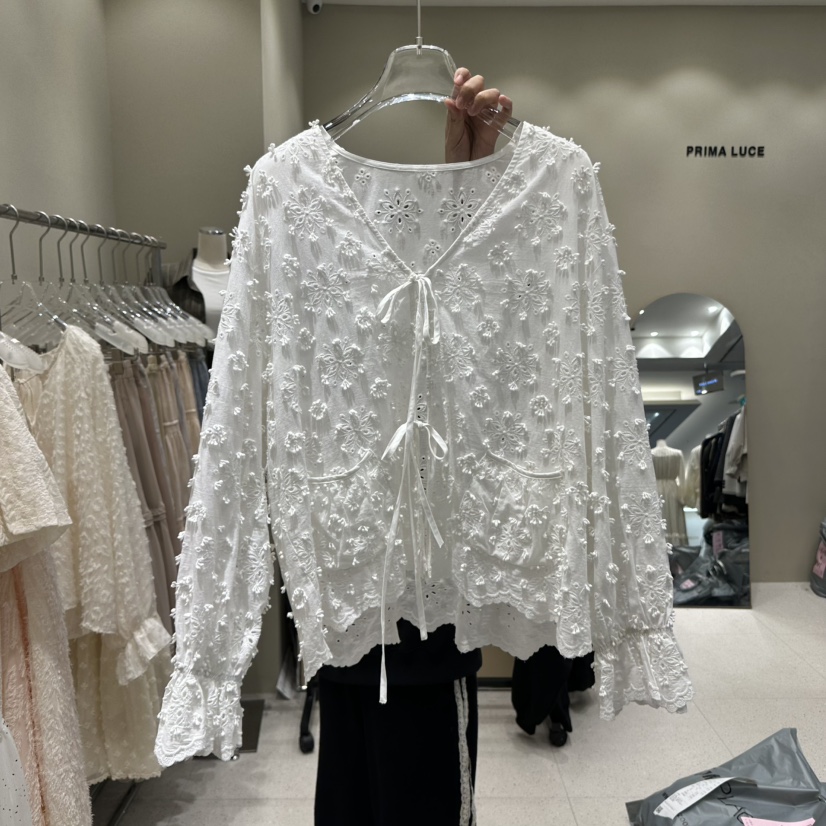 PRIMA LUCE韓國㊣直郵東大門代購女裝新品休閑襯衫蕾絲衫開衫CHARLOTTE襯衫/蕾絲衫圖色1
