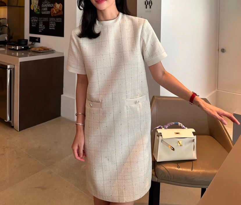 AWESOME-L直郵韓國代購㊣女裝新品人氣推薦25春夏連衣裙花呢AWESOME-L連衣裙