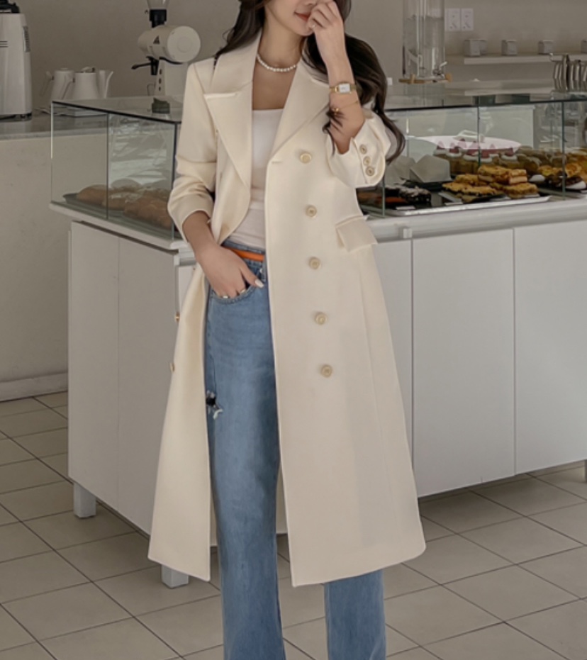 LEA/ASHER-J韓國直郵㊣東大門實拍女裝新品休閑人氣長款風衣PitaPat長款風衣圖色3