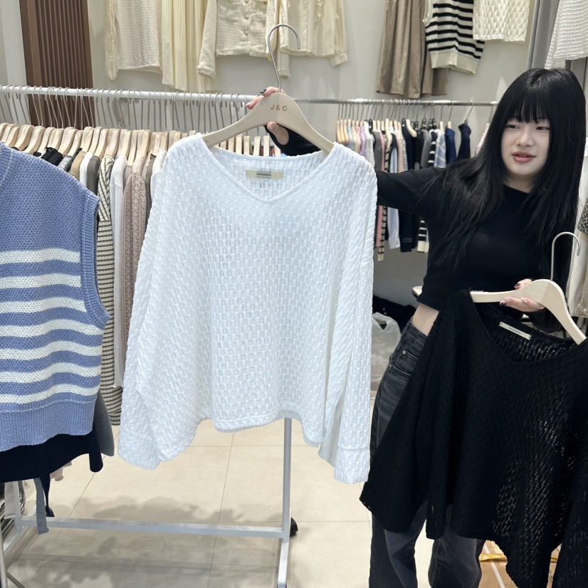 J&C東大門直郵女士新款真品職業25春夏人氣時尚長袖T恤J&C/J.BLANC長袖T恤
