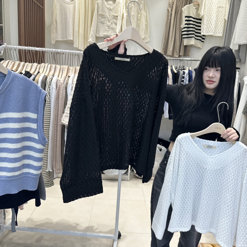 J&C東大門直郵女士新款真品職業25春夏人氣時尚長袖T恤J&C/J.BLANC長袖T恤圖色2