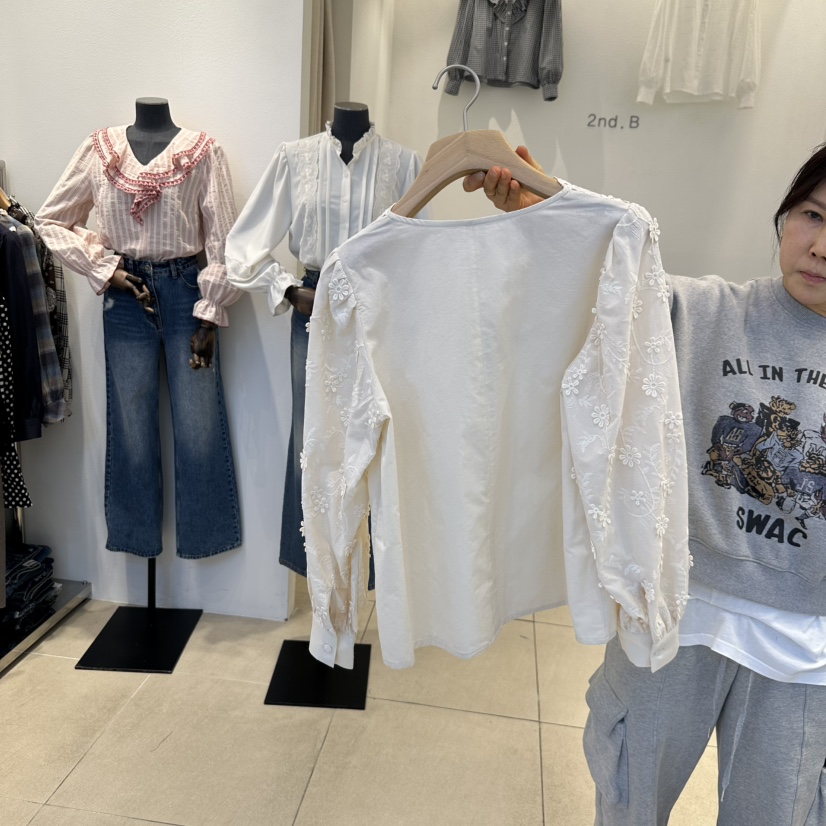 2nd B-S東大門直郵女裝新品時尚25春夏職業休閑襯衫蕾絲衫2nd B-S襯衫/蕾絲衫