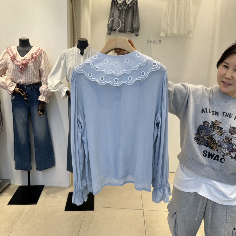 2nd B-S東大門實拍女士新品真品休閑25春夏時尚襯衫蕾絲衫2nd B-S襯衫/蕾絲衫