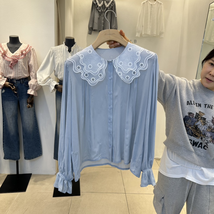 2nd B-S東大門實拍女士新品真品休閑25春夏時尚襯衫蕾絲衫2nd B-S襯衫/蕾絲衫