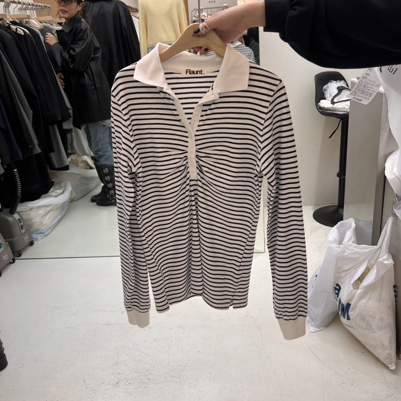 FLAUNT韓國直郵㊣女裝新品25春夏職業熱賣時尚人氣休閑長袖T恤FLAUNT長袖T恤