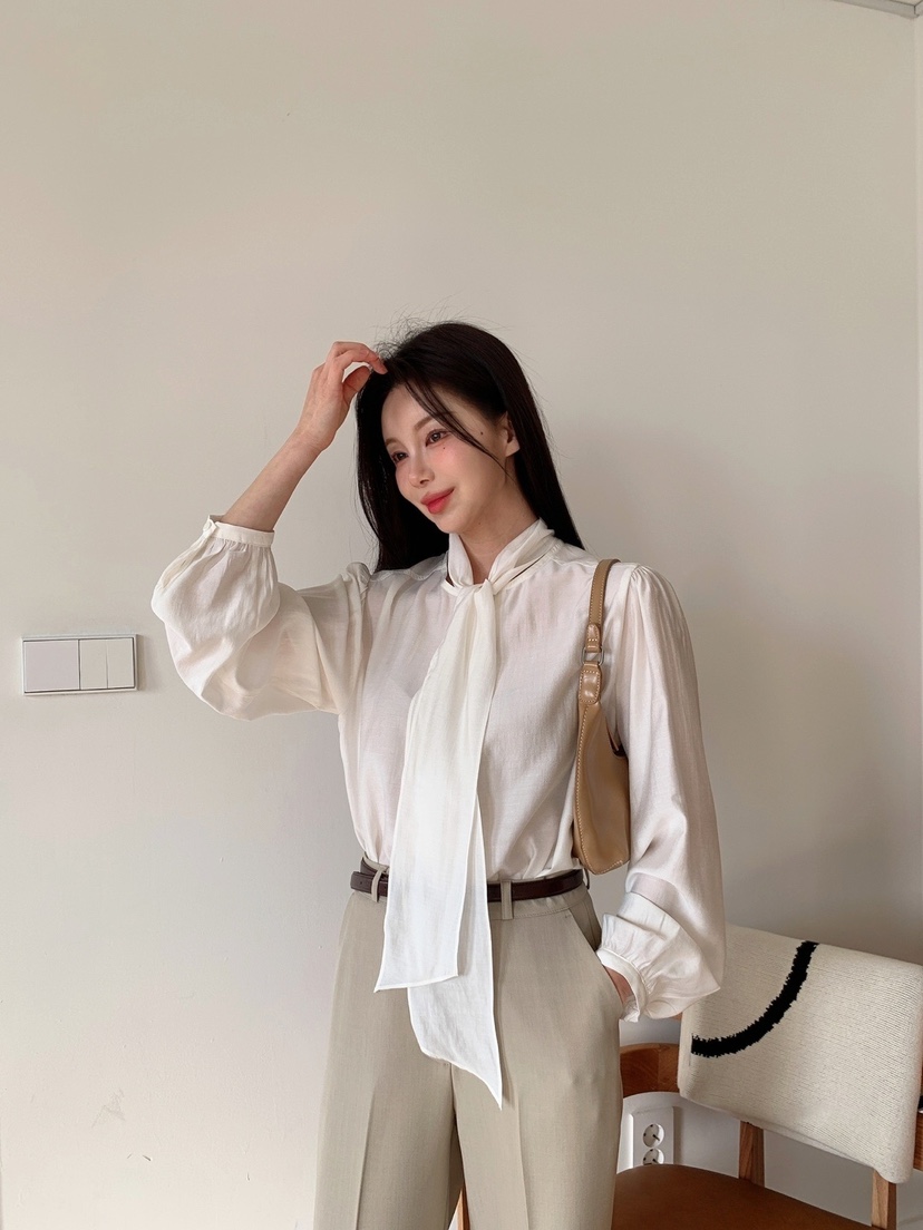 MONTER韓國直郵㊣東大門實拍女裝新品熱賣襯衫蕾絲衫含領帶MONTER襯衫/蕾絲衫