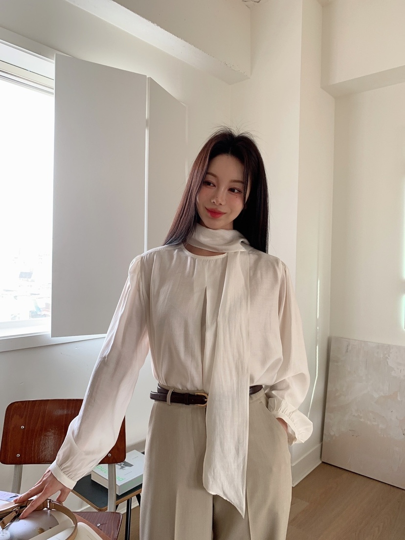 MONTER韓國直郵㊣東大門實拍女裝新品熱賣襯衫蕾絲衫含領帶MONTER襯衫/蕾絲衫