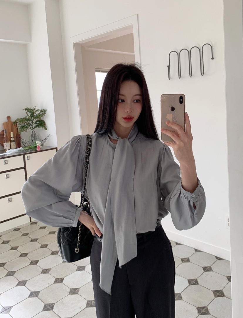 MONTER韓國直郵㊣東大門實拍女裝新品熱賣襯衫蕾絲衫含領帶MONTER襯衫/蕾絲衫