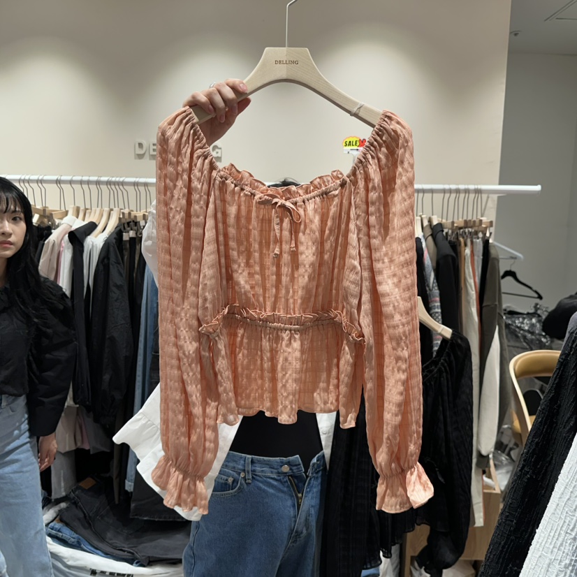 DELLING韓國直郵㊣女裝新款人氣休閑職業時尚25春夏襯衫蕾絲衫DELLING襯衫/蕾絲衫圖色2