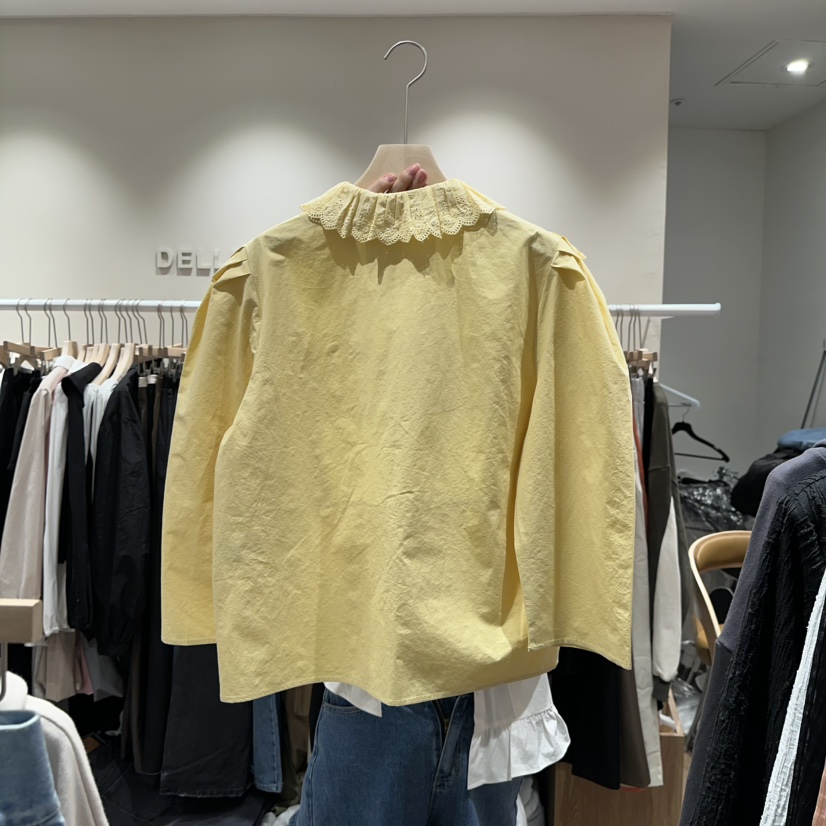 DELLING韓國㊣直郵東大門代購女裝新款25春夏人氣襯衫蕾絲衫DELLING襯衫/蕾絲衫