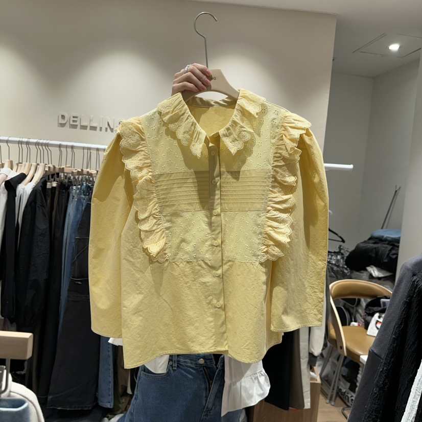 DELLING韓國㊣直郵東大門代購女裝新款25春夏人氣襯衫蕾絲衫DELLING襯衫/蕾絲衫圖色2