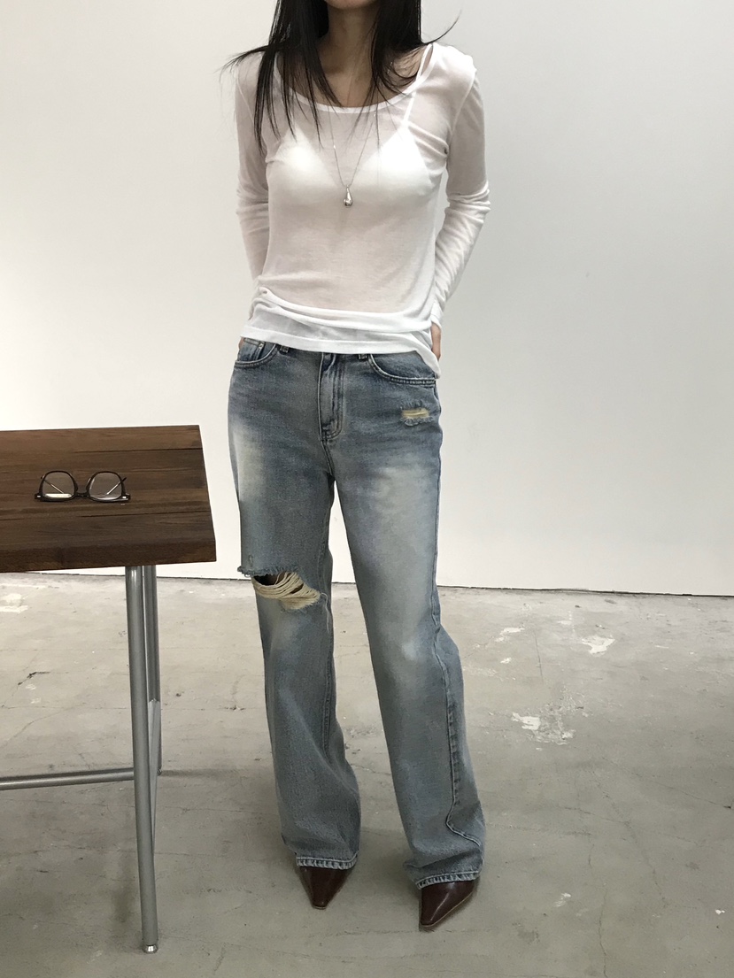 ESCHER直郵韓國代購㊣女裝新款職業熱賣時尚25春夏人氣牛仔褲ESCHER牛仔褲