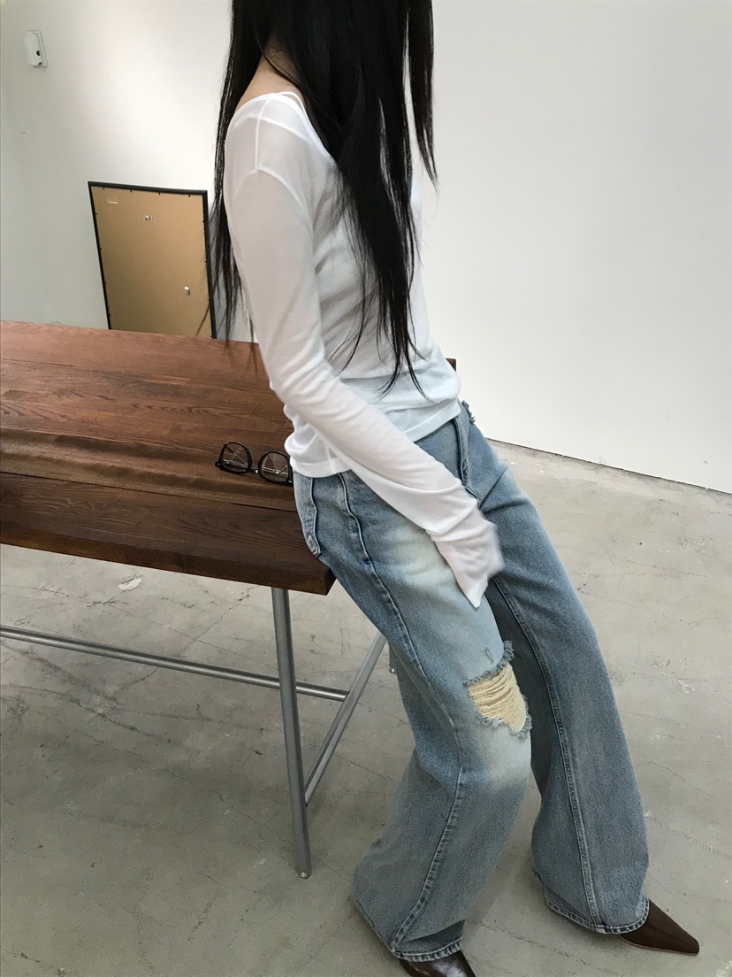 ESCHER直郵韓國代購㊣女裝新款職業熱賣時尚25春夏人氣牛仔褲ESCHER牛仔褲