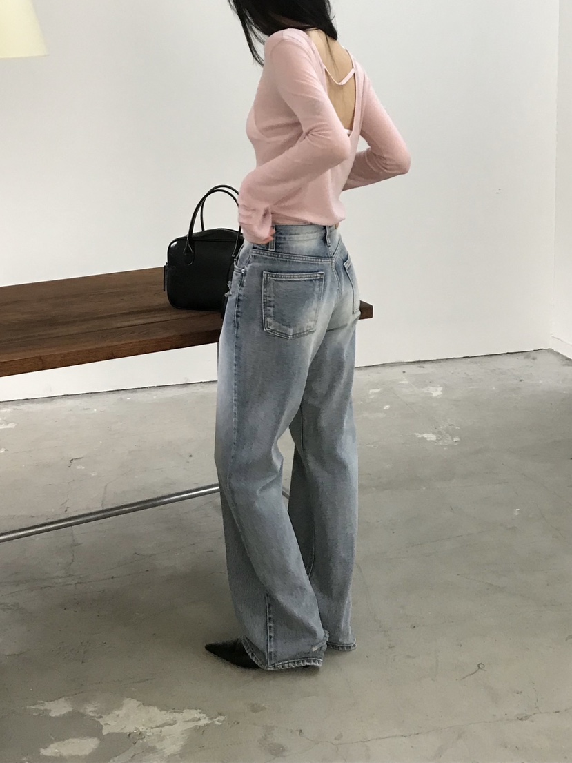 ESCHER直郵韓國代購㊣女裝新款職業熱賣時尚25春夏人氣牛仔褲ESCHER牛仔褲
