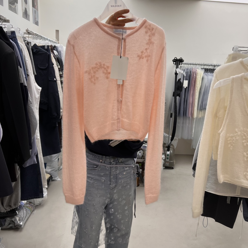 SOLD OUT直郵韓國代購㊣女裝新品推薦人氣職業毛衣刺繡開衫SOLD OUT毛衣圖色3