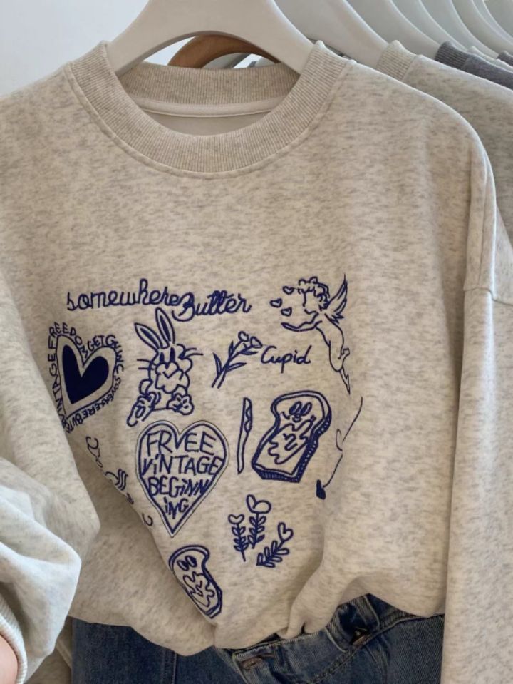 STAY HERE直郵韓國代購㊣女裝新品職業推薦時尚25春夏衛衣復古STAY HERE衛衣