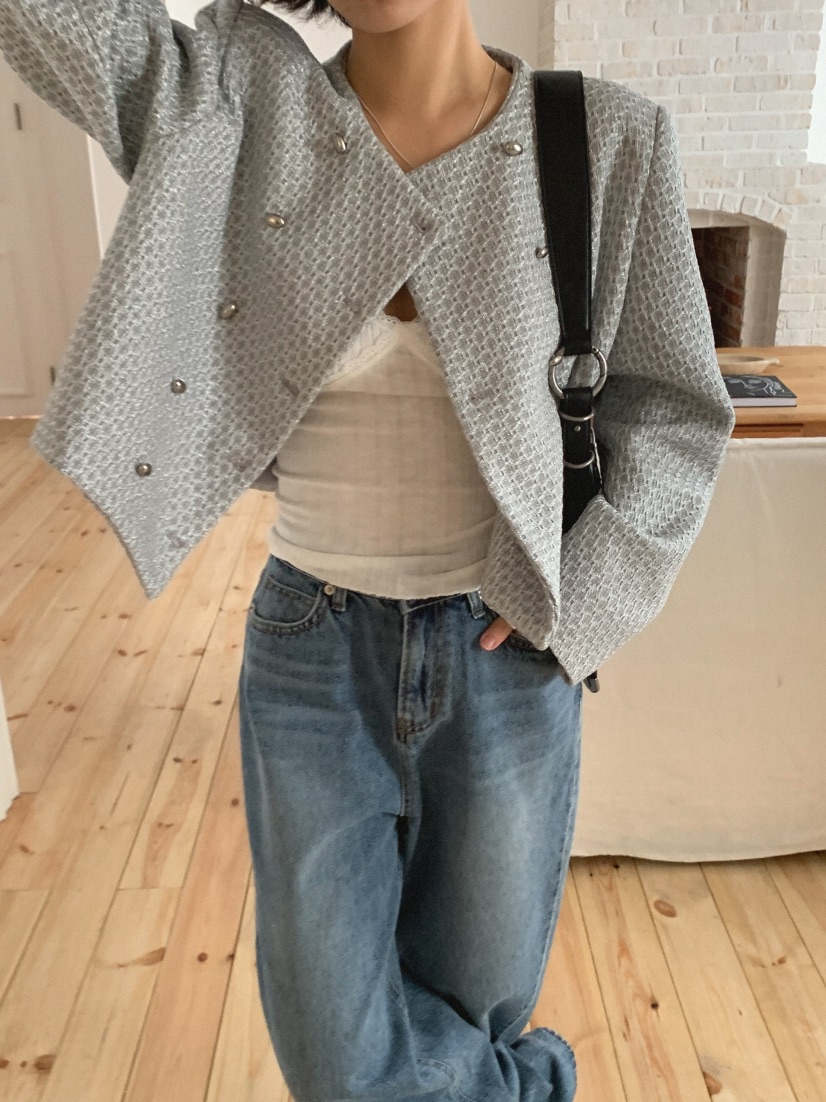 SLAT韓國直郵㊣女裝新款推薦時尚熱賣職業25春夏夾克粗花呢UNICO夾克