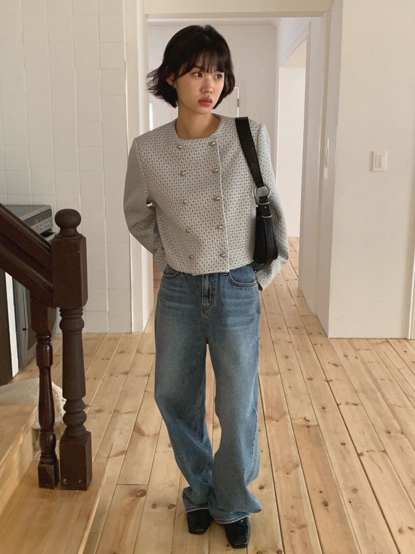 SLAT韓國直郵㊣女裝新款推薦時尚熱賣職業25春夏夾克粗花呢UNICO夾克