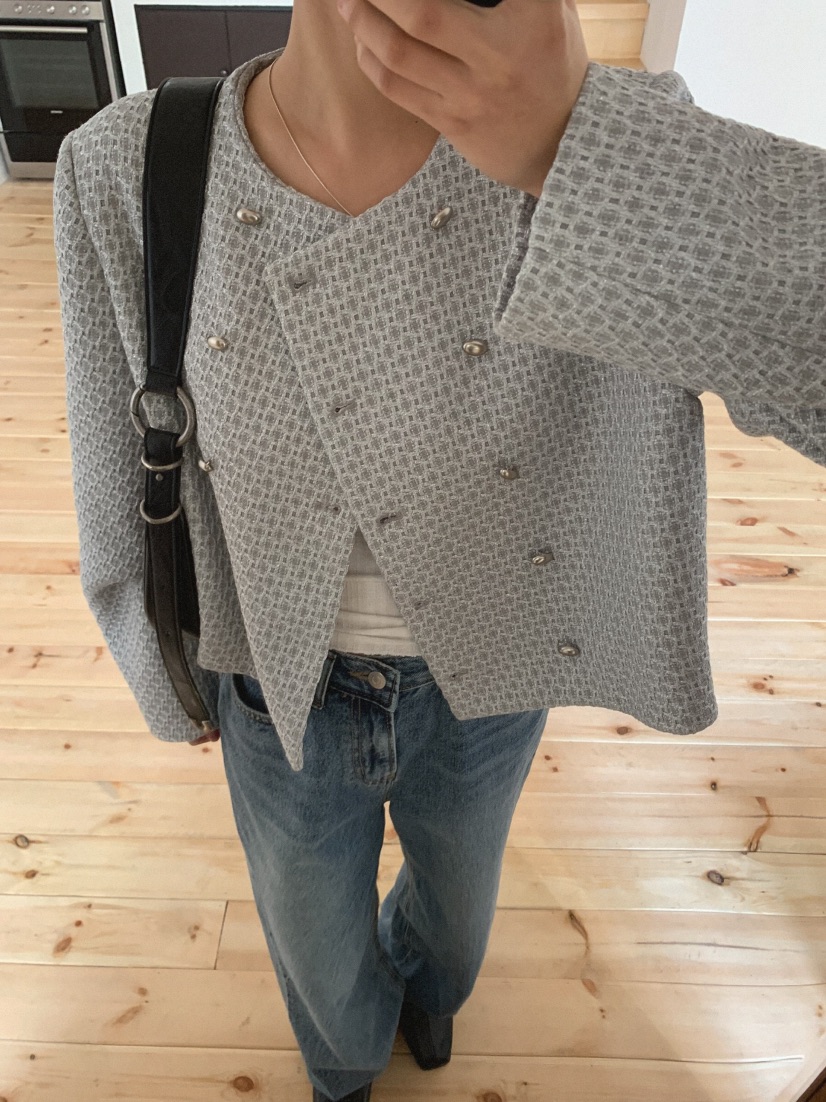 SLAT韓國直郵㊣女裝新款推薦時尚熱賣職業25春夏夾克粗花呢UNICO夾克