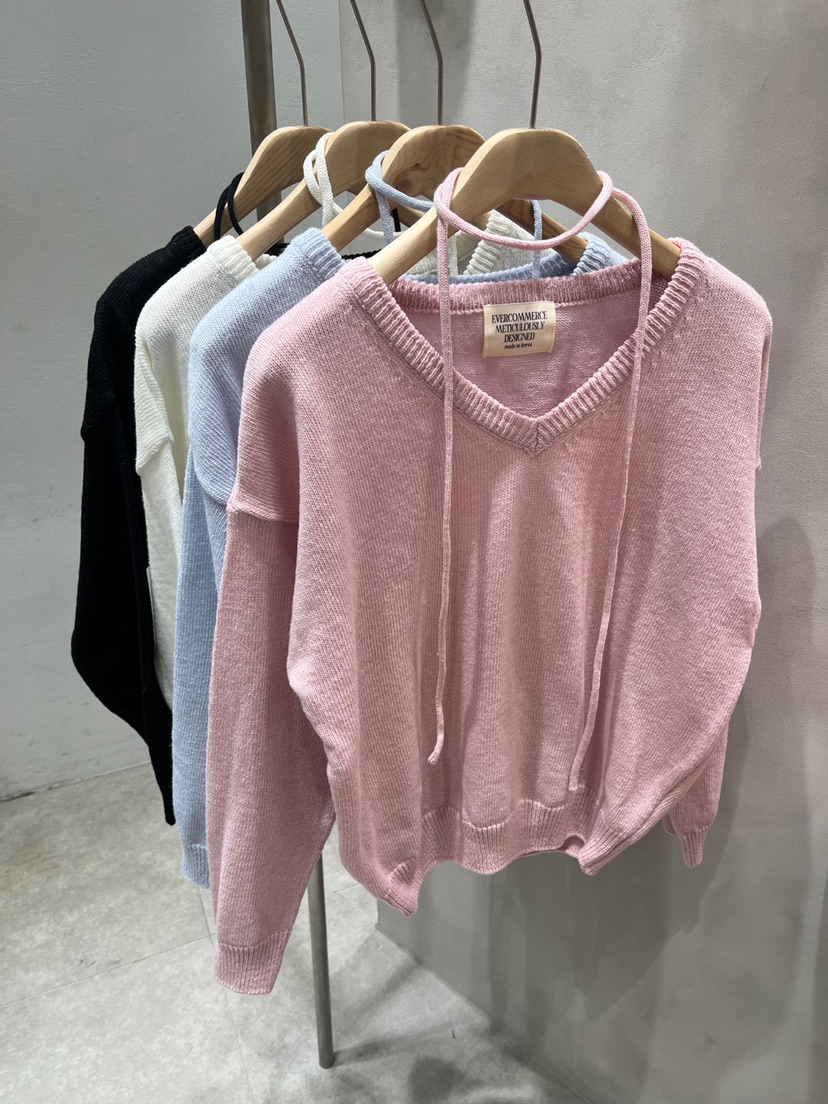 EVERCOMMERCE METICULOUSLY DESIGNED直郵韓國代購㊣女裝新款推薦針織衫含脖帶EVERCOMMERCE METICULOUSLY DESIGNED針織衫