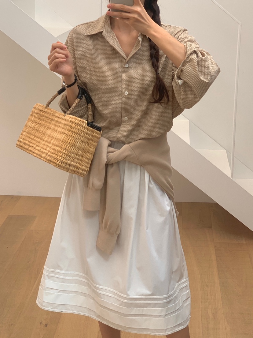 WOOD韓國直郵㊣女裝新款推薦休閑人氣職業熱賣25春夏襯衫蕾絲衫WOOD襯衫/蕾絲衫
