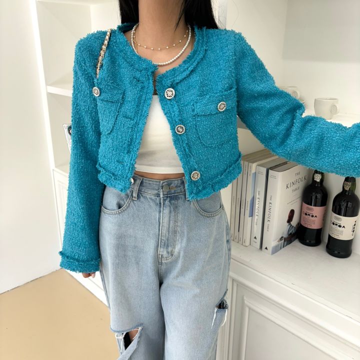 mars韓國直郵㊣東大門實拍女裝新款時尚人氣熱賣夾克粗花呢mars夾克