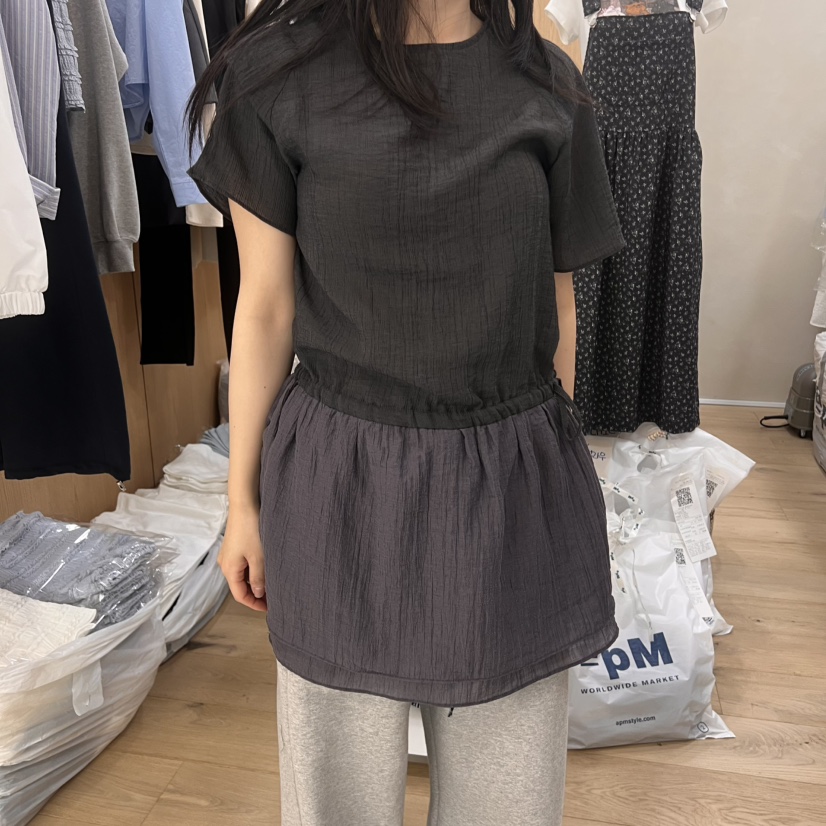 VILLABUTTON直郵韓國代購㊣女裝新款時尚25春夏休閑連衣裙喇叭VILLABUTTON連衣裙圖色2