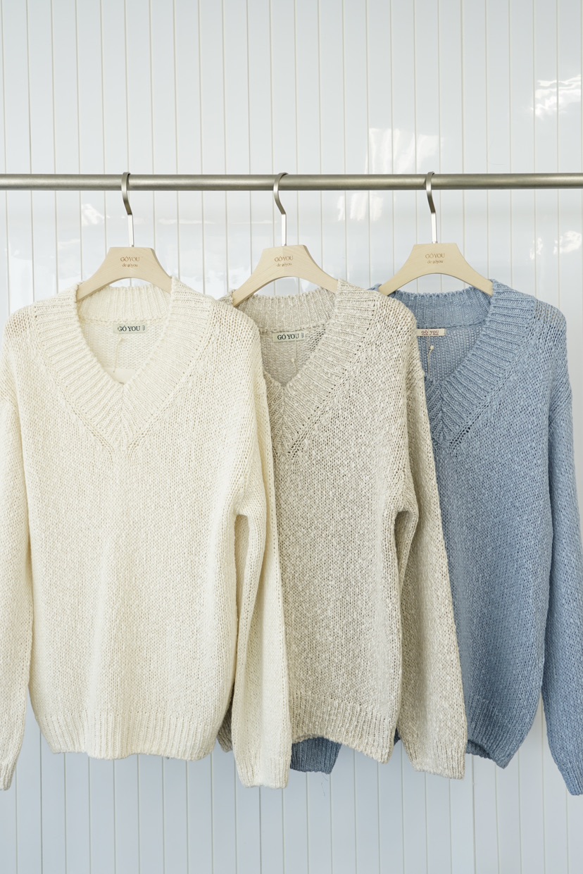 GOYOU韓國直郵㊣東大門實拍女裝新品熱賣時尚針織衫V領寬松WATER MELON針織衫