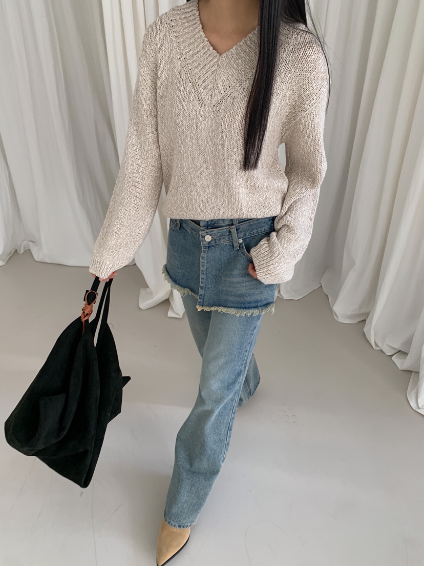 GOYOU韓國直郵㊣東大門實拍女裝新品熱賣時尚針織衫V領寬松WATER MELON針織衫