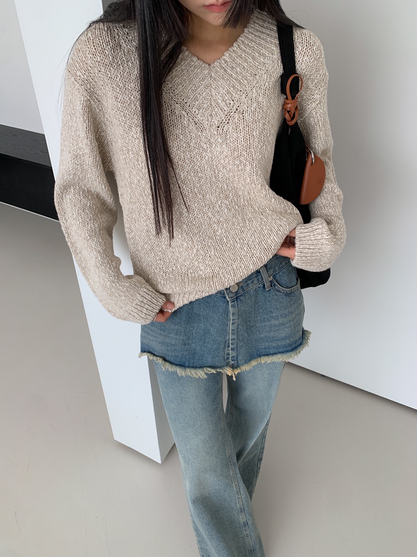 GOYOU韓國直郵㊣東大門實拍女裝新品熱賣時尚針織衫V領寬松WATER MELON針織衫