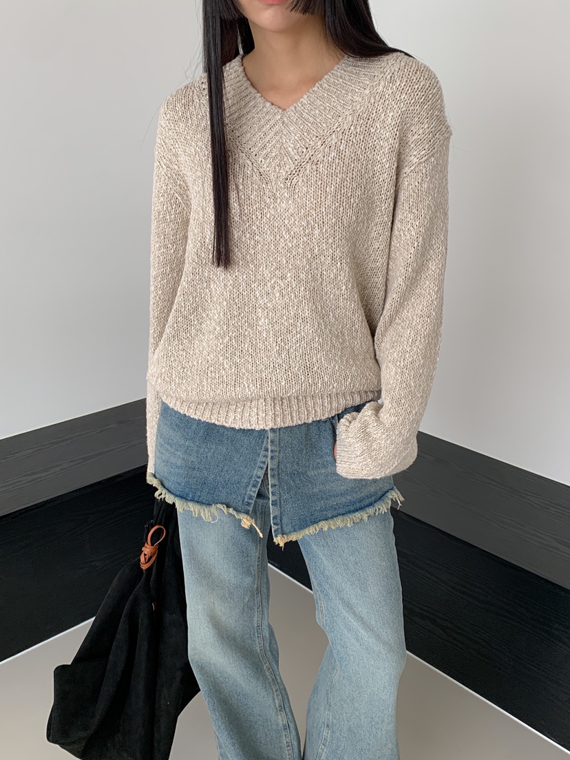 GOYOU韓國直郵㊣東大門實拍女裝新品熱賣時尚針織衫V領寬松WATER MELON針織衫