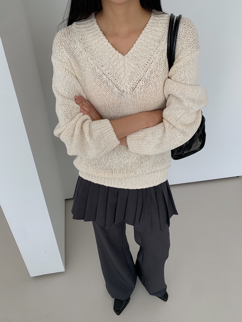 GOYOU韓國直郵㊣東大門實拍女裝新品熱賣時尚針織衫V領寬松WATER MELON針織衫