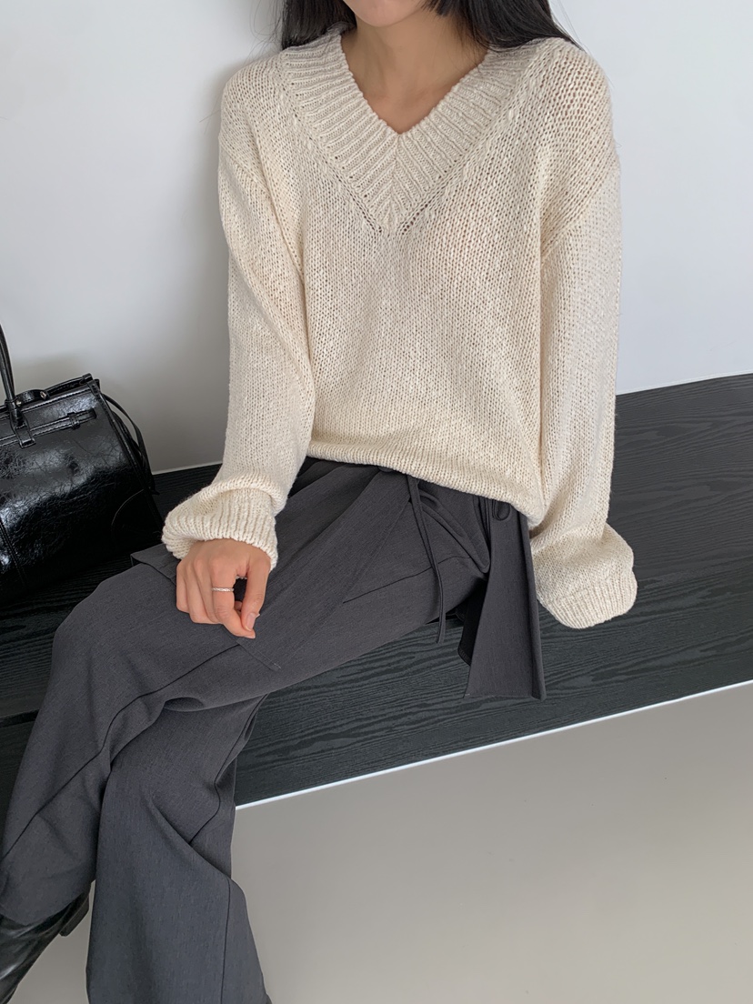 GOYOU韓國直郵㊣東大門實拍女裝新品熱賣時尚針織衫V領寬松WATER MELON針織衫