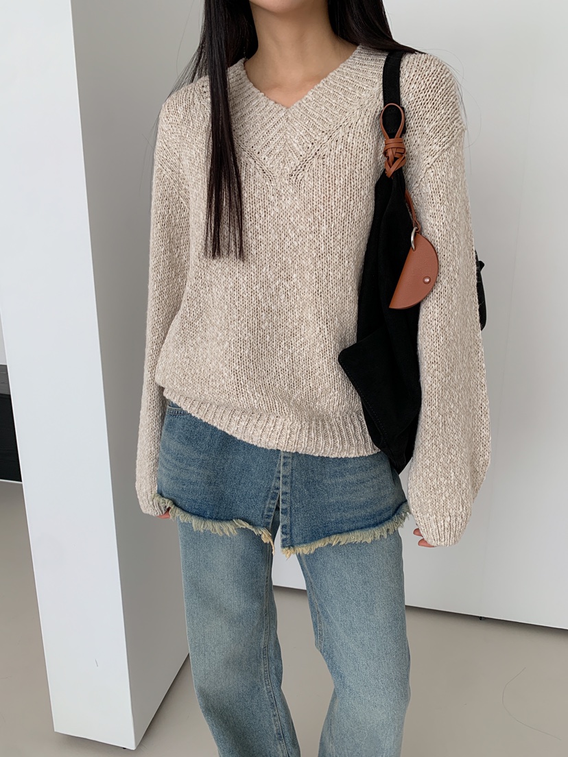 GOYOU韓國直郵㊣東大門實拍女裝新品熱賣時尚針織衫V領寬松WATER MELON針織衫圖色2