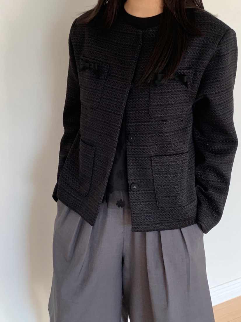 BEFORE SUNRISE韓國直郵㊣女裝新款推薦休閑人氣夾克粗花呢BEFORE SUNRISE夾克