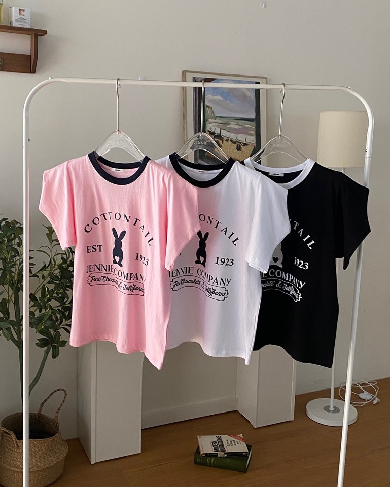 VENEFIT韓國直郵㊣女裝新品休閑推薦職業熱賣25春夏T恤兔子VENEFIT/JENNIET恤