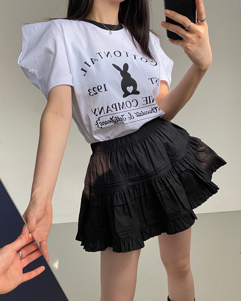 VENEFIT韓國直郵㊣女裝新品休閑推薦職業熱賣25春夏T恤兔子VENEFIT/JENNIET恤圖色2