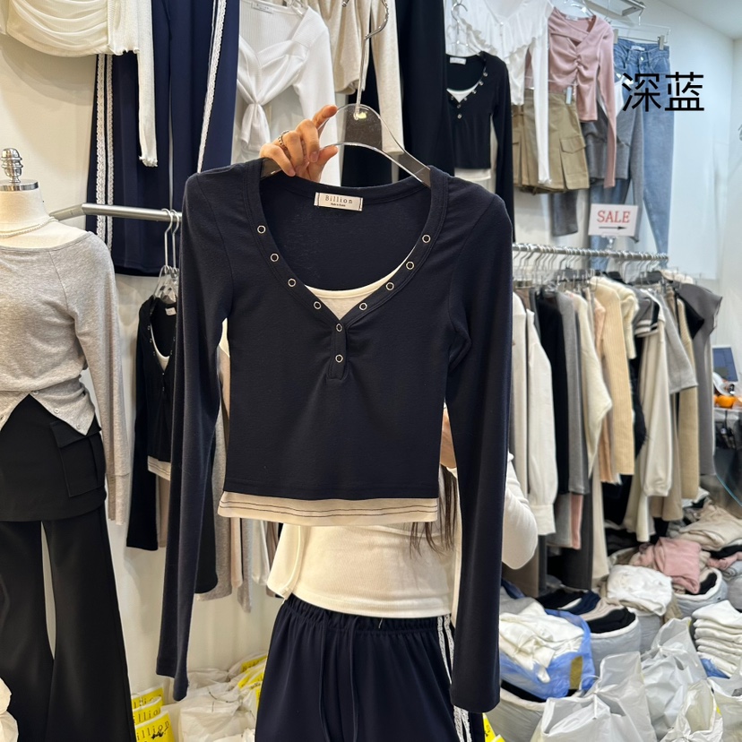 BILLION-L韓國直郵㊣女裝新款25春夏職業時尚休閑人氣長袖T恤BILLION-L長袖T恤圖色4