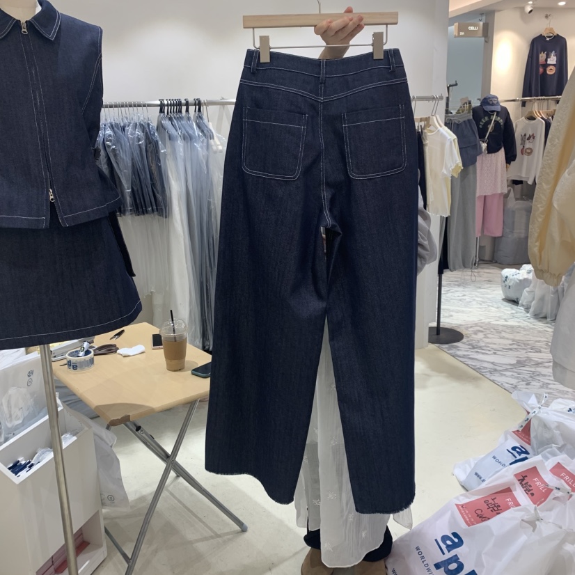FRILL韓國㊣直郵東大門代購女裝新款人氣休閑推薦時尚牛仔褲FRILL牛仔褲
