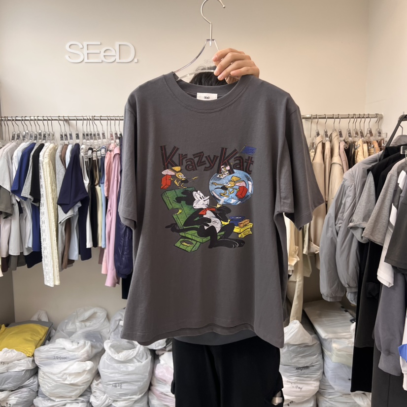 LEESEED-A韓國直郵㊣女裝新品職業熱賣推薦時尚25春夏休閑T恤SEeD/LEESEEDT恤圖色3