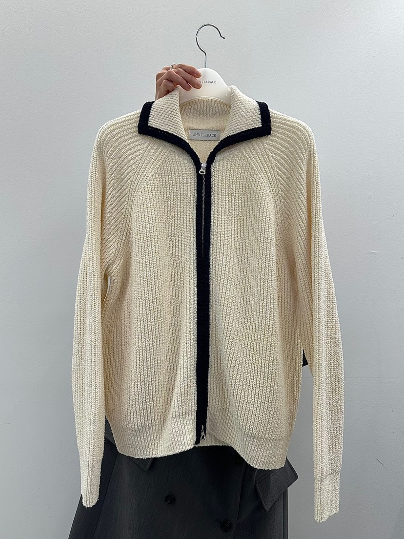 ANDTERRACE韓國直郵女士新品25春夏人氣推薦熱賣針織衫拉鏈ANDTERRACE針織衫圖色1