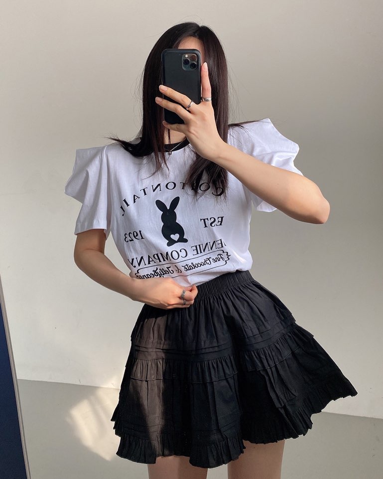 JENNIE東大門代購女裝新品休閑推薦職業人氣真品25春夏T恤兔子JENNIE/VENEFITT恤圖色2