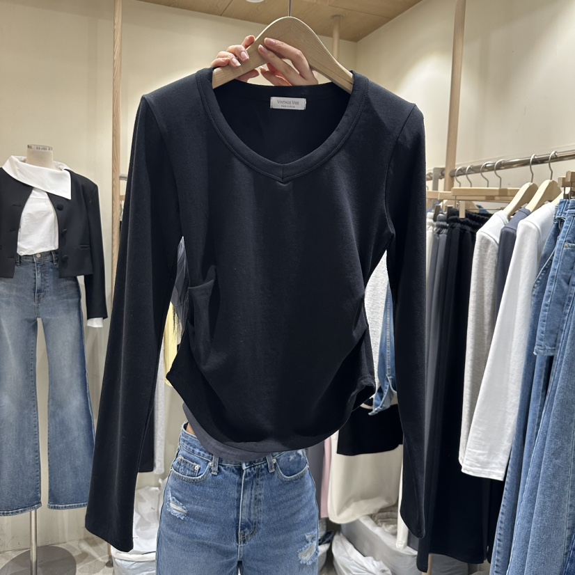 VINTAGE VIBE東大門代購女裝新品25春夏熱賣推薦職業長袖T恤VINTAGE VIBE長袖T恤圖色2