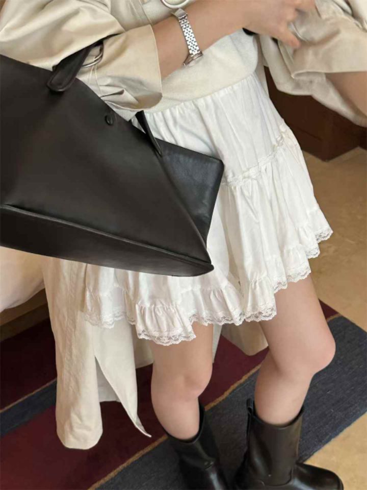 FEMME韓國直郵㊣東大門實拍女裝新品人氣熱賣時尚短裙荷葉邊FEMME短裙