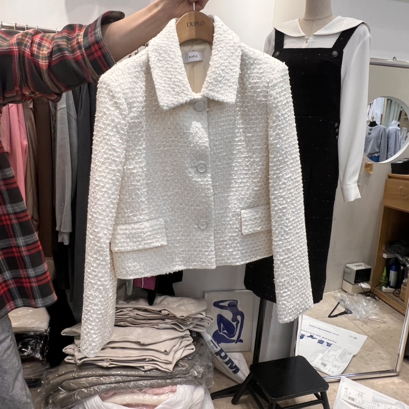 DUPLO直郵韓國代購㊣女裝新款熱賣25春夏人氣時尚夾克粗花呢DUPLO夾克