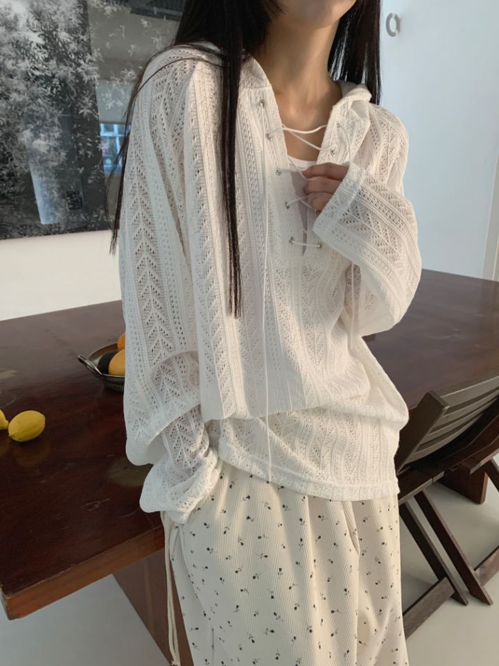 4LEAF韓國直郵㊣女裝新款人氣休閑時尚熱賣推薦襯衫蕾絲衫連帽4LEAF襯衫/蕾絲衫