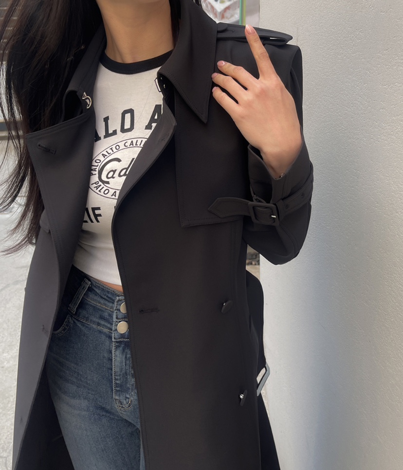 LEA/ASHER-J韓國直郵㊣東大門實拍女裝新款職業熱賣長款風衣PitaPat長款風衣