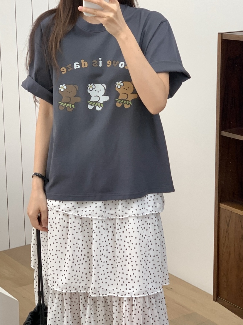 PARSLEY韓國直郵㊣東大門實拍女裝新品人氣25春夏休閑職業T恤DazeT恤圖色3
