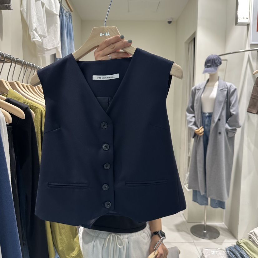 U-HA直郵韓國代購㊣女裝新品職業人氣休閑推薦25春夏馬甲套裝uha馬甲圖色2